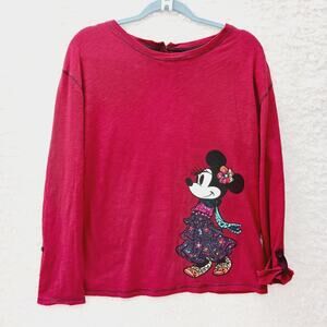 T-Shirt Disney Minnie Mouse Burgundy Hispanic Rhinestones Fiesta Folklore Size M